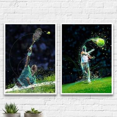 Imagem de Kit 2 Quadros Decorativos Tenistas 45X34Cm Branca
