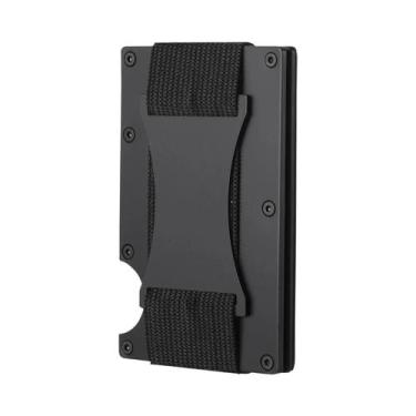 Imagem de Carteira Masculina Slim De Alumínio Com RFID, Bolsa Traseira Elástica,