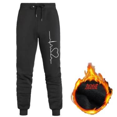 Imagem de Calças Esportivas Masculinas Casuais De Malha Lisa Com Cordão Ajustáve