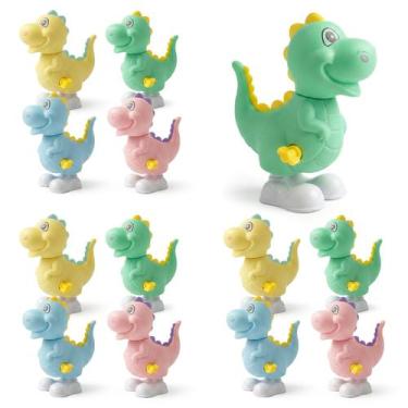 Imagem de Kit 12 Dinossauros Coloridos Com Movimento A Corda Brinquedo Interativ