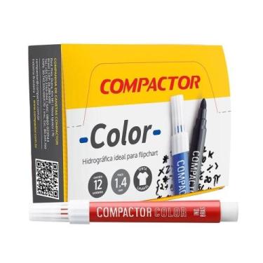Imagem de Marcador Color Avulso Vermelho Compactor - Embalagem com 12 Unidades