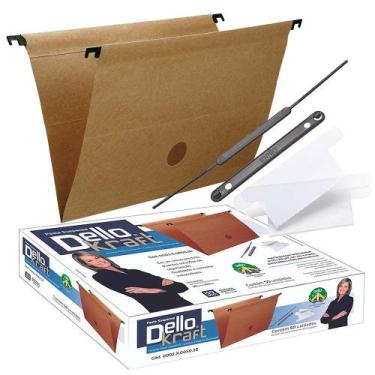 Imagem de Pasta Suspensa Arquivo Kraft Dello Grampo Visor 50 Unidades
