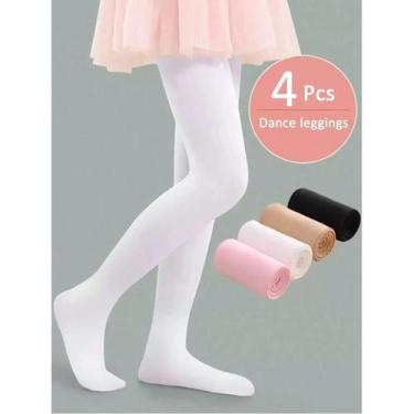 Imagem de Meias De Ballet Para Meninas, 4 Peças, Finas, Respiráveis, Em Cores Só
