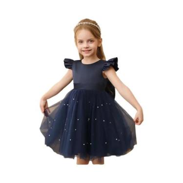 Imagem de Vestido De Aniversário Azul De Tule Para Menina Pequena, Vestido De Ca