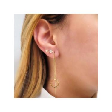 Imagem de Brinco Fio Circulo Banhado a Ouro 18k - Duluxo Acessórios