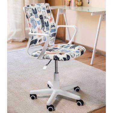 Imagem de Cadeira Escritorio Pc Preta Ergonomica Estampa Pet - Gato Preta