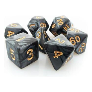 Imagem de Kit de dados RPG D&ampD Coloridos - Geek Marketplace, Preto perolado