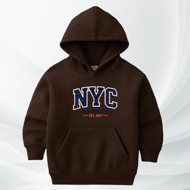 Imagem de Blusa Moletom Infantil NYC New York City Moleton Com Capuz Flanelado Confortável College Inverno-Unissex