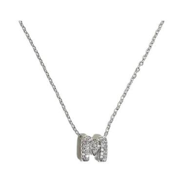 Imagem de Colar Feminino De Letra Em Prata Com Design De Balão Em Aço Inoxidável