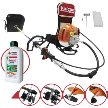 Imagem de Máquina de Cortar Grama Á Gasolina Costal Vulcan VRC430 43cc 1,7hp Alta Performance - Roçadeira Multifuncional 4 em 1 + ÓLEO STIHL 2T