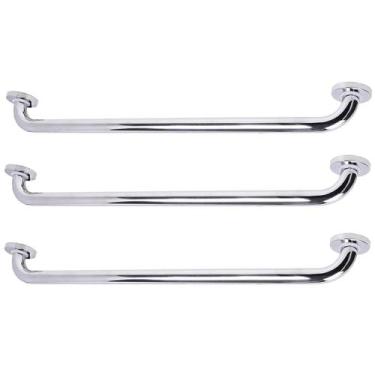 Imagem de Barra Alça Apoio 80cm Inox Kit 3 Uni Acessibilidade Pcd Suporte Anti Q
