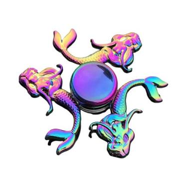 Imagem de Fidget Spinner De Metal Com Gradiente Arco-Íris, Rolamento Silencioso,