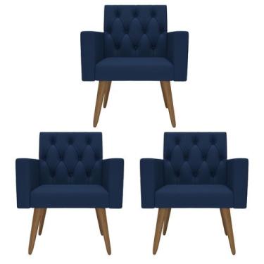 Imagem de Kit 3 Poltronas Capitonê Sala Recepção Poltronas Decorativas - Móveis 