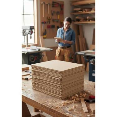 Imagem de 100 Chapas MDF Cru 3mm 20x20cm - Artesanato e Quadros - Congratulation