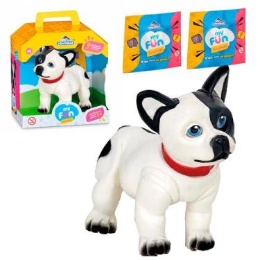Imagem de Cachorro Bulldog De Brinquedo Em Vinil Com Casinha E Dois Acessórios S