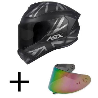 Imagem de Capacete ASX Draken UK Preto e Cinza Fosco Mais Viseira Camaleão, 58