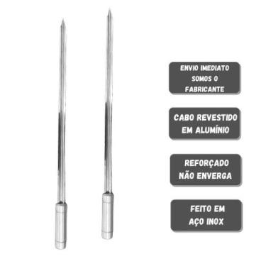 Imagem de 2x Espeto Espada Inox 60cm Cabo Revestido Alumínio Churrasc - NAO USAR