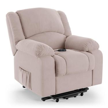 Imagem de Poltrona Do Papai Reclinável Pietra Elevação Lift Elétrico Fh9 Veludo Rosê - Mpozenato