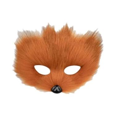 Imagem de Máscara De Raposa De Pelúcia Falsa Para Fantasia De Gato, Acessório Pa