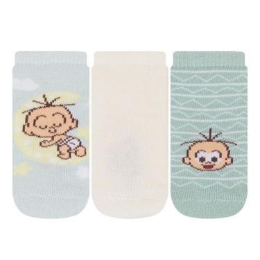Imagem de Kit 3 Pares de Meia Soquete Turma da Mônica Infantil Bebê 13 aa 16 Bab
