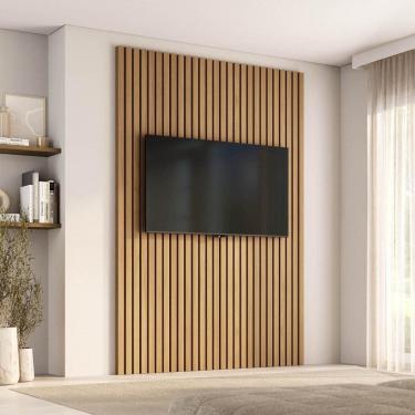 Imagem de Painel Ripado para TV até 65 Polegadas 160cmx230cm Aruá CabeCasa MadeiraOriginals Jatoba
