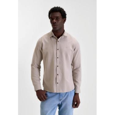 Imagem de Camisa docthos slim manga longa lisa, 009 marrom claro, G