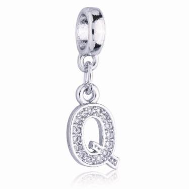 Imagem de Berloque Letra Q Cravejada Zircônia Banhado Prata 925 - WORK SEMIJOIAS