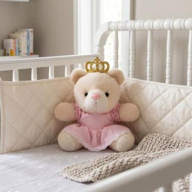 Imagem de Pelúcia Urso Rei Coroa Dourada 20cm Decoração Infantil Brinquedo - NoB