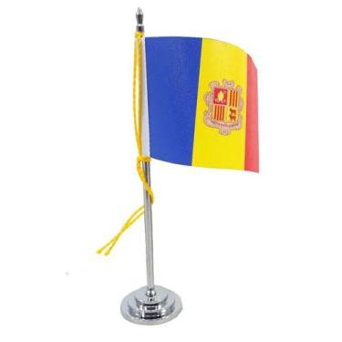 Imagem de Mini Bandeira de Mesa Andorra 15 cm Poliéster - SP Bandeiras 