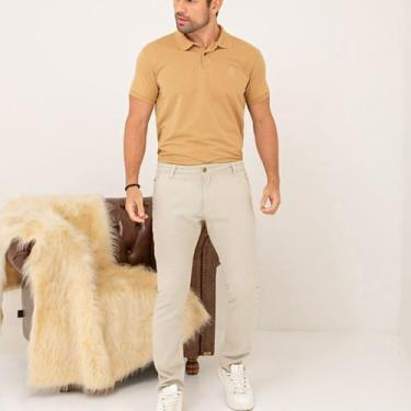 Imagem de Calça Masculina Sarja Esporte Fino Slim Color de Bolso Faca - Lemier, 