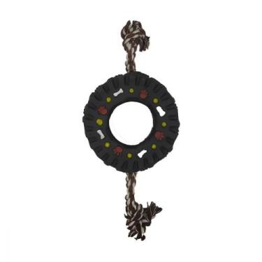 Imagem de 3568 Pneu com Corda Branca e Marrom 10,5 Cm Brinquedo Pet Sap - Sap Pe