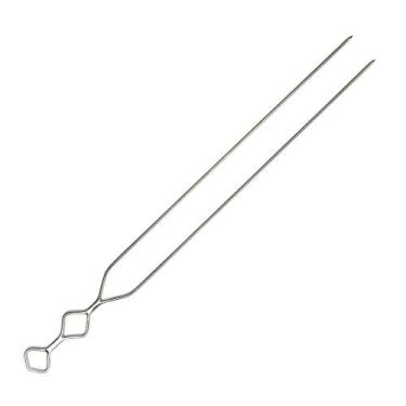 Imagem de Espeto para Churrasco Duplo Cabo Trabalhado Inox - ERC Inox, 80cm