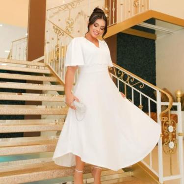 Imagem de Vestido Neide Maxi Midi Moda evangélica - JUDITE RUFINO, Branco, Único