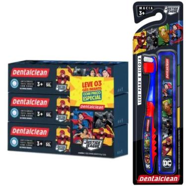 Imagem de Escova escolar + 3 gel dental herois com fluor - dentalclean