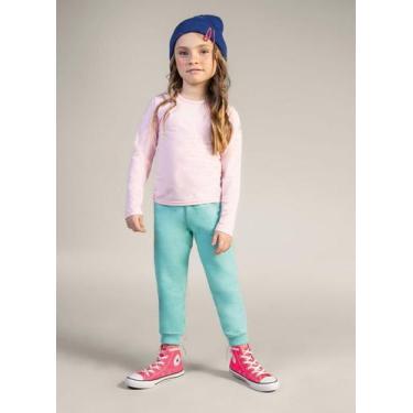 Imagem de Calça jogger básica infantil menina em moletom Brandili - 1, Verde, 3