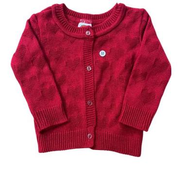 Imagem de Casaquinho Bebê Corações Tricot - Agaéli Kids, Vermelho, P