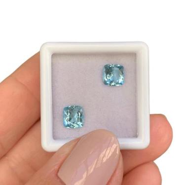 Imagem de Água Marinha Azul Antique Cushion Par 1,67ct - ENE2ESE