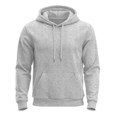 Imagem de Moletom Liso Algodão Unissex Blusa De Frio Canguru Flanelado - Lucas L