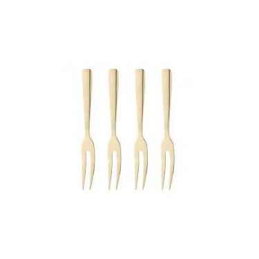 Imagem de Conjunto 4 garfos de aco inox para aperitivo dourado - Lyor