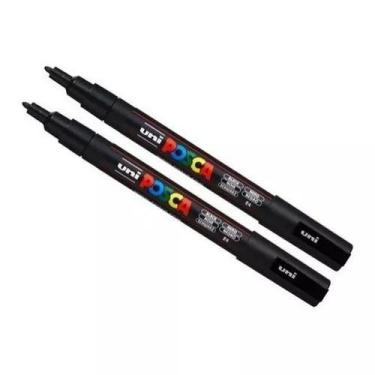 Imagem de Kit 2 Caneta Posca Uniball Pc-3m Preto E Branco Lente Óculos - marcado