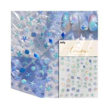Imagem de Adesivos De Unha De Verão Com Conchas De Sereia, Estrelas-do-mar E Águ