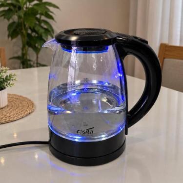 Imagem de Chaleira Elétrica Jarra De Vidro Cristal Com LED Azul 1,8L - Genérico,