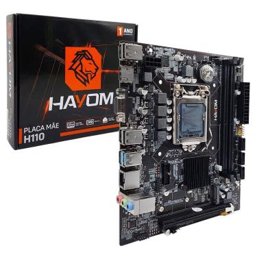 Imagem de Placa Mãe Hayom H110 - PLM2308 com Socket LGA1151 e DDR4, Formato Micro-ATX e Saídas VGA e HDMI e LAN 1000 Mbps e Slot