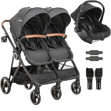 Imagem de Carrinho Kiddo para Gemeos com Bebe Conforto Colinho Cosmos Preto