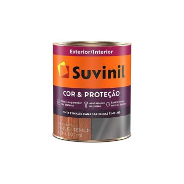 Imagem de Esmalte Suvinil Brilhante Cor & Protecao Sintetico para Madeira e Metal Amarelo Ouro 0,9L