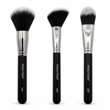 Imagem de Kit Pincéis Macrilan Ultra Essencial: Base, Pó e Blush