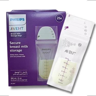 Imagem de Kit 25 Sacos 180ml Philips Avent Leite Materno Armazenamento Descartáv