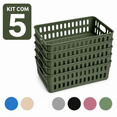 Imagem de Cesto Decorativo Caixa Organizadora Pequena - Kit Com 5 Organizador Co
