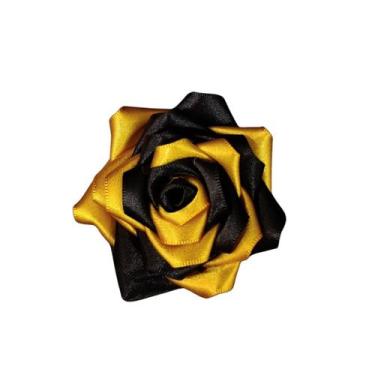 Imagem de Rosa Amarela e Preta Artesanal Para Cabelo - sem marca