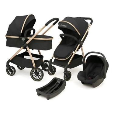 Imagem de Carrinho 3 Em 1 Move Preto Dourado Com Bebê Conforto E Base - Passear 